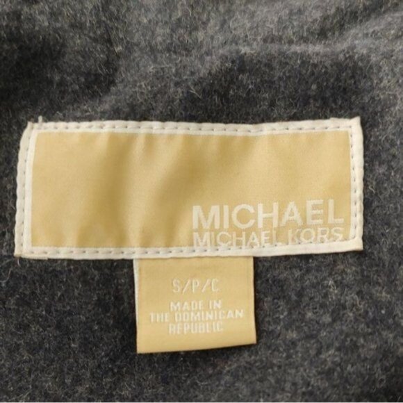 Michael Kors Coat Military Jacket Wool S Charcoal Gray Pea Coat Double Breasted - Picture 10 of 11